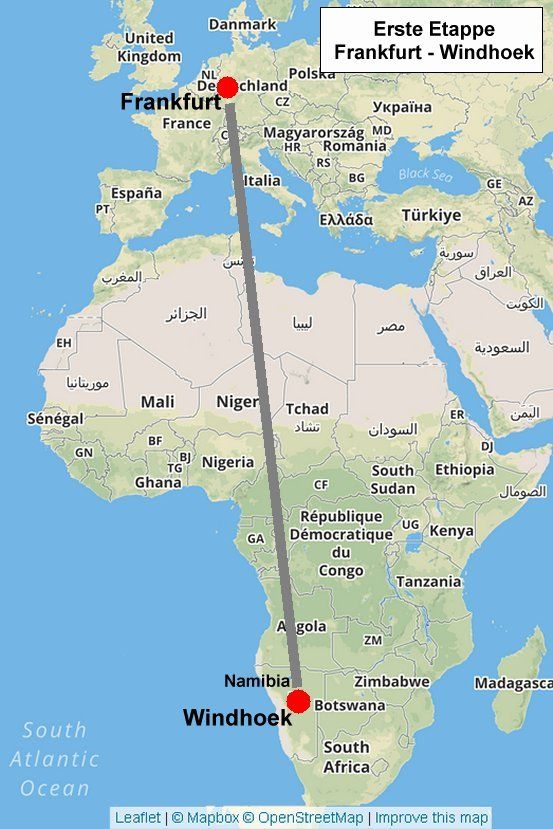 Flug nach Namibia