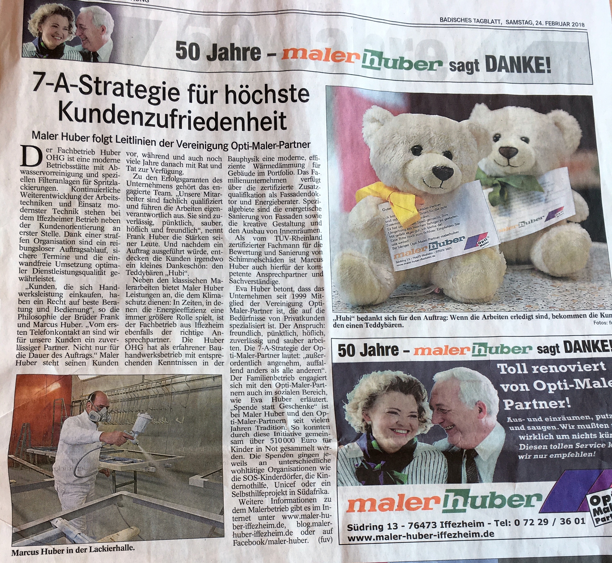 Zeitungsartikel Firmenjubiläum